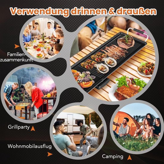 Elektrische Tafelgrill Teppanyaki Plaat 100x22cm Grillen voor 10-12 Personen — afbeelding 5