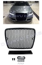 Calandre avant RS6 Look noir brillant Black Edition Grille de réglage de pare-chocs avant DTM Calandre de Bumper RS Look pour Audi A6 C6 4F berline et Avant / S line / S6 (2004-2010)