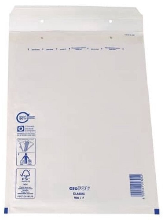 Witte luchtkussenenvelop van aroFOL, formaat 6/f.