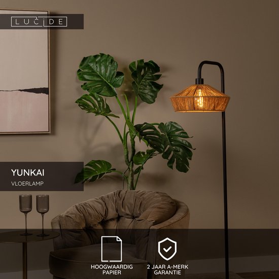 Lucide YUNKAI - Vloerlamp - Ø 40 cm - 1xE27 - Naturel - Japandi