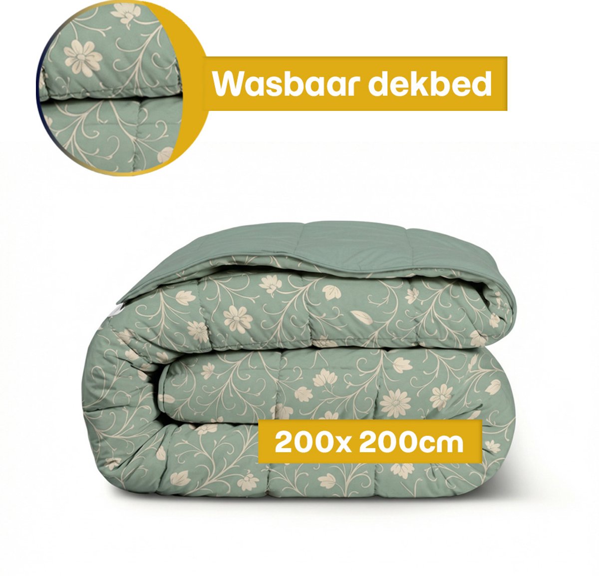 Dekbed-Discounter - Fresh and Co Dekbed Zonder Overtrek 200 x 200 cm - Wasbaar dekbed - Wasbaar op 40 graden - Anti-allergisch - Traditional Flower