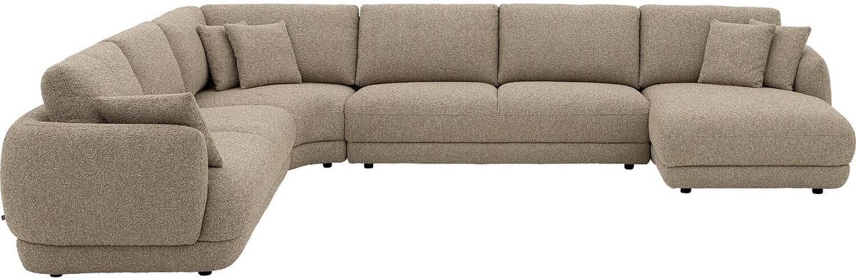 Goossens Premiere Hoekbank - Stof - Beige - 407 x 64 x 320 cm - Rechts