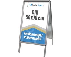 DisplayLager, Alu-Line Rondo customer stopper in Danish quality incl. 2 x APET for 2 posters (both sides), weatherproof, poster stand, walkway stand, advertising sign (50 x 70 cm)