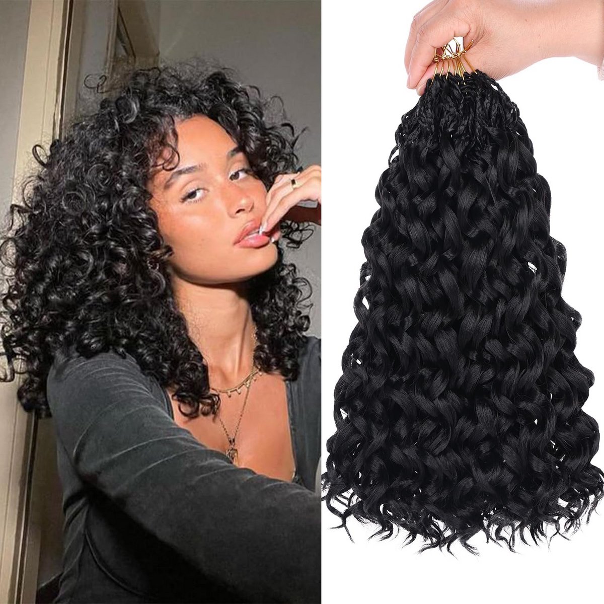 Kort Krullend Gehaakt Haar Synthetisch 35 cm Voorgeweven Beach Haar
