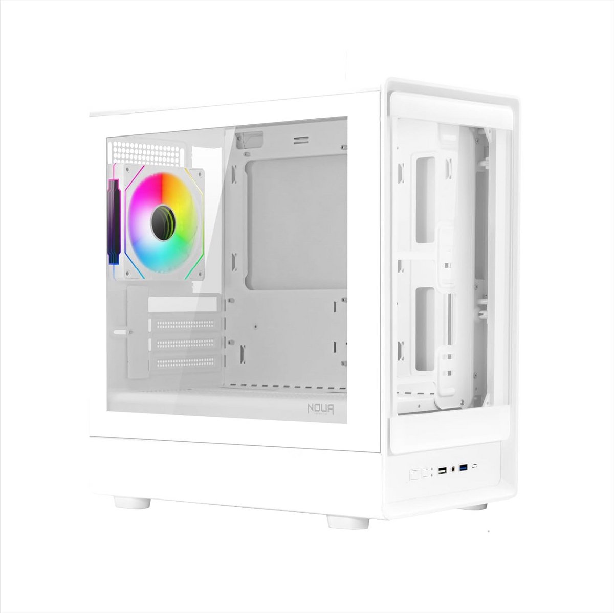 Compacte MicroATX Gaming PC Kast met ARGB Verlichting en Dubbel Gehard Glas