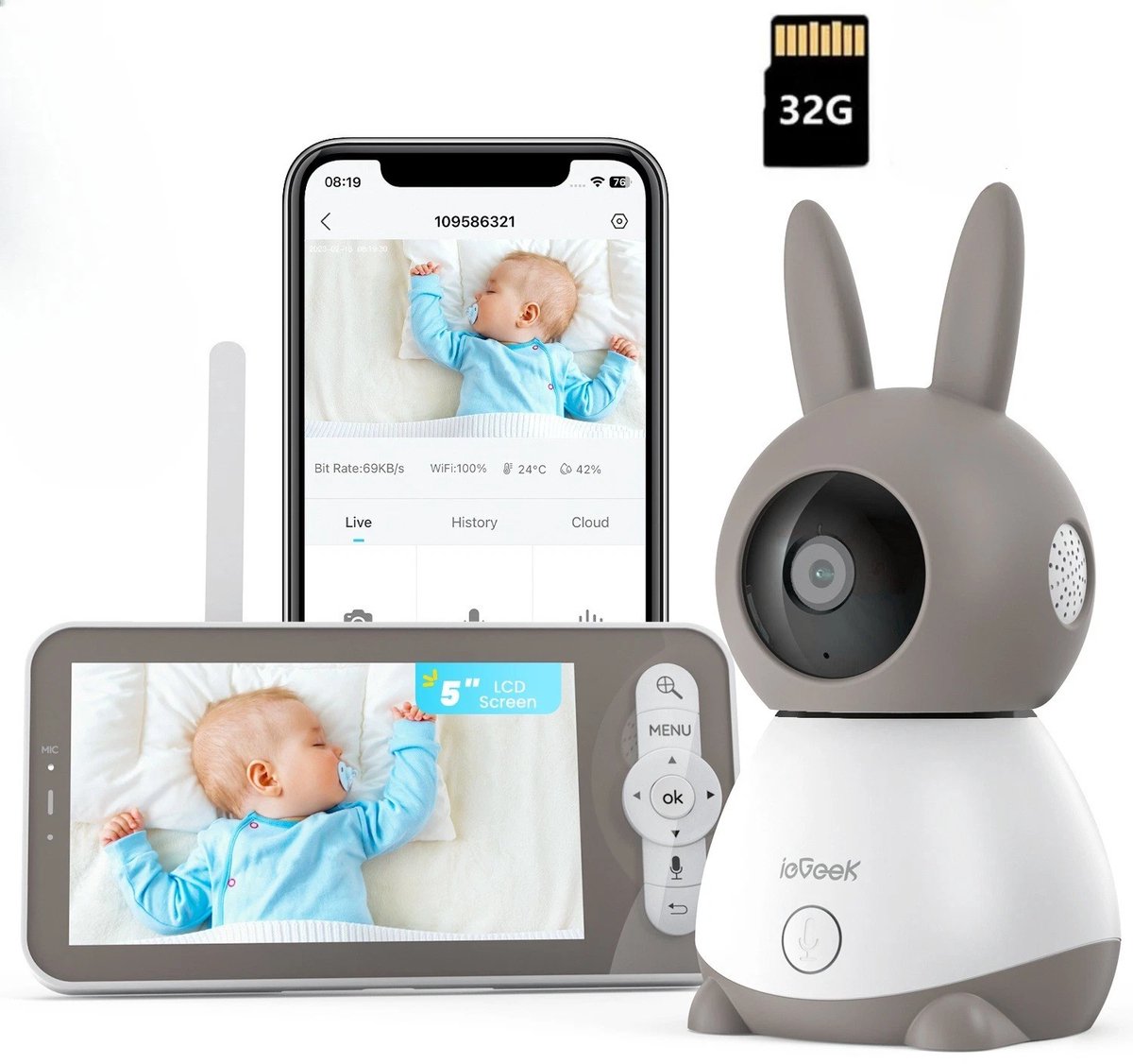 ieGeek Babyfoon met Camera 2K HD en 5 inch Monitor - Shenzhen Globaleda Supply Chain MGT Co., - €132,99