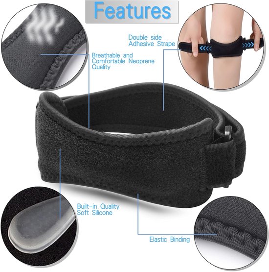 Qianyu Patellapeessteun – Kniebrace Voor Hardlopen, Basketball, Tennis, Squats – Siliconen, Anti-slip, 2 Stuks, Grijs