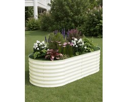 HoerFuriy 2-Stuks Verhoogde Plantenbakken - 120x60x60 cm - Verzinkt Staal - Beige - Moestuinbak voor Groenten & Bloemen - Roestvrij & Duurzaam