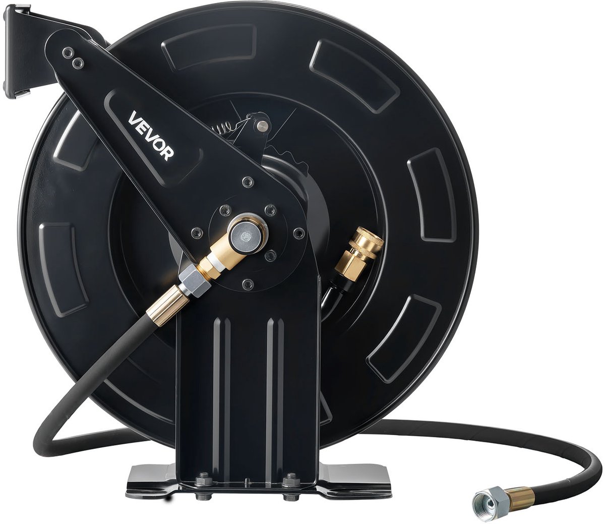 VEVOR Hogedrukreiniger Slanghaspel, 15,2 M X 9,5 mm, Stalen Slanghaspel, Max. 275 Bar, Automatisch Oprollend, Flexibele Muur-/Vloermontage voor Autowassen, Tuin, Vloerreiniging