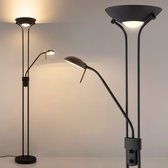 Home Sweet Home - LED Vloerlamp Dimbaar Zwart voor Woonkamer met Leeslamp - Inclusief R7S & G9 Vervangbare Lampen - 180 cm Metaal - Modern Warm Wit