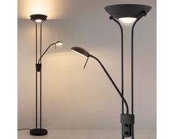 Home Sweet Home – LED Vloerlamp Dimbaar Zwart voor Woonkamer met Leeslamp – Inclusief R7S & G9 Vervangbare Lampen – 180 cm Metaal – Modern Warm Wit Licht