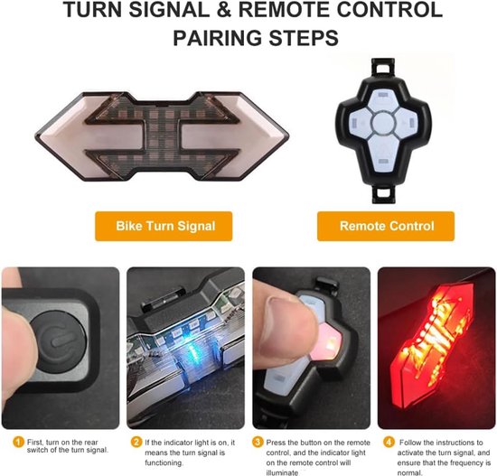 120 Lumen Fiets Achterlicht met Richtingaanwijzers - USB Oplaadbaar - Draadloos Afstandsbediening - IPX5 Waterdicht — afbeelding 2