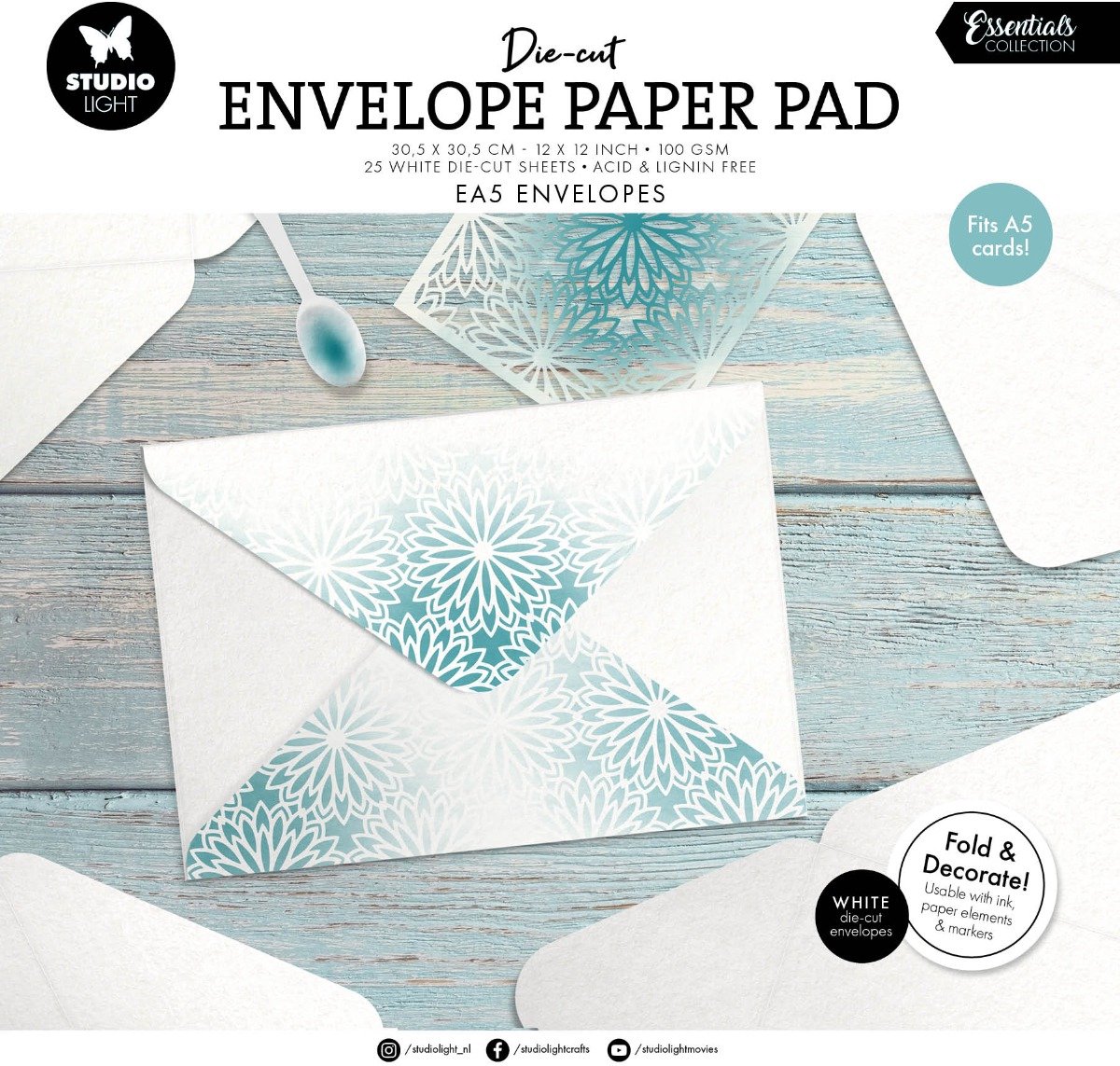 Die-cut paper pad EA5 envelopes for A5 cards - Essentials nr. 438