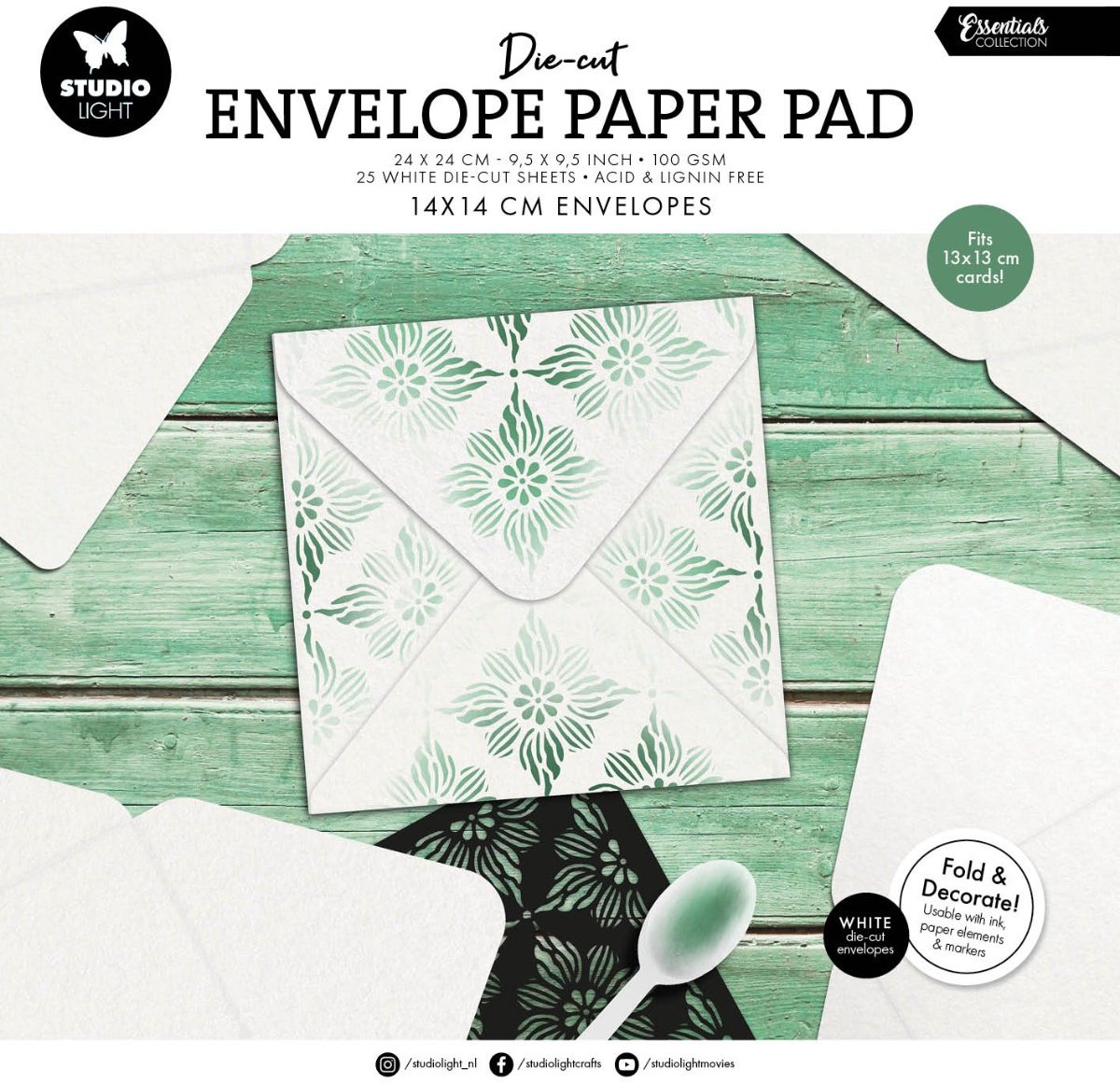 Die-cut paper pad 14x14cm envelopes - Essentials nr. 441