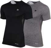 2-Pack Donnay - Baselayer Shortsleeve - Thermo/Sportshirt - Heren - Black/Charcoal-marl (1076) - maat L