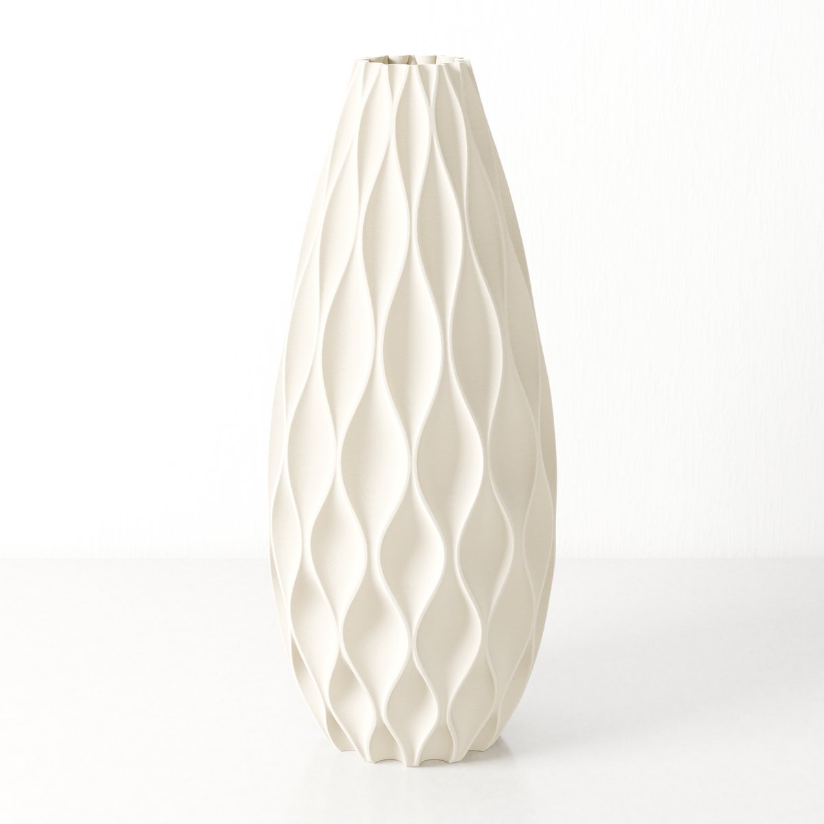 Fleuriek Kleine Vaas - Beige - H30 cm - Vaas voor zijdebloemen - Luxe vaas gemaakt van duurzaam kunststof - Unieke decoratieve vaas met patroon