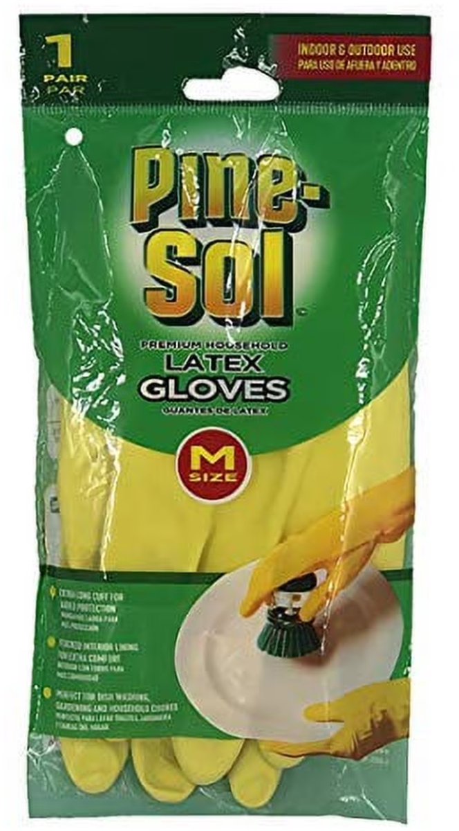 Pine-Sol M - Huishoudelijke Flokhandschoenen - Latex, 1 stuk
