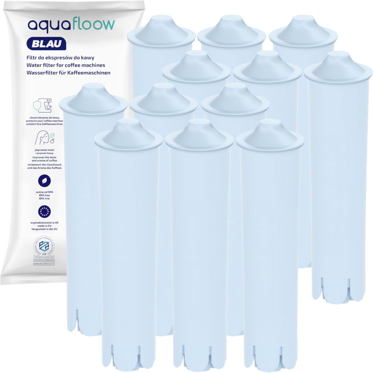 12x AquaFloow Waterfilters voor Jura Koffiemachines - Compatibel met Jura Blue 71312 – Vervangingsfilters voor A1, A5, ENA, Impressa, GIGA