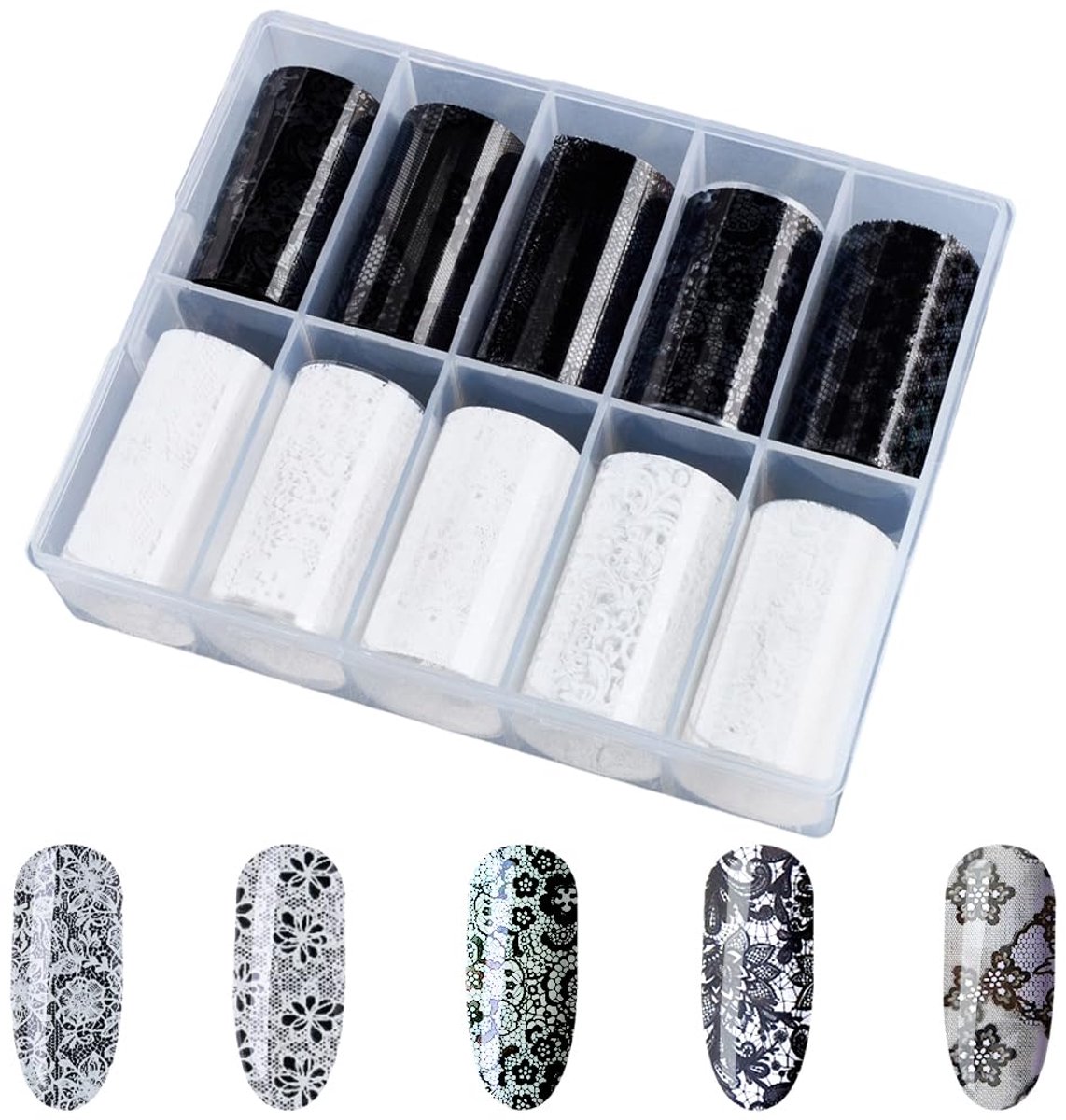 Nageltransferpapier - Kanten Bloemen Holografisch - 10 Rollen 101,7 cm