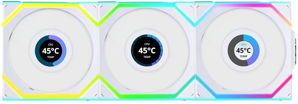 Krachtige 120mm ARGB Wit PC Ventilator Set met LCD Scherm 3 Stuks