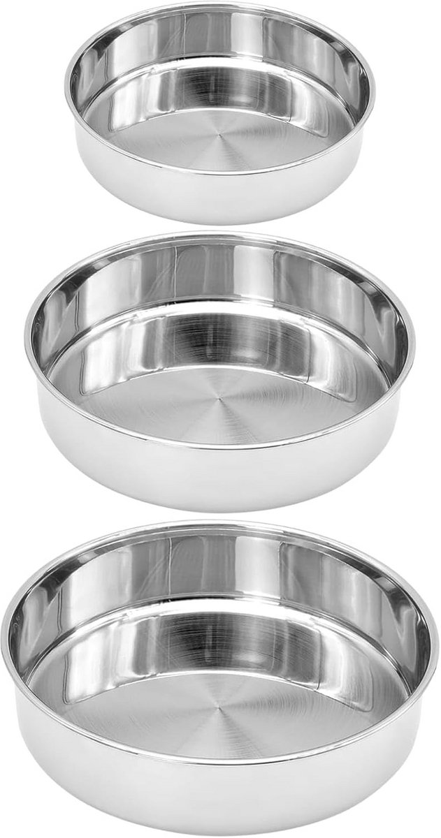 3-delige Roestvrijstalen Bakvormen Set – Ovenschalen voor Cakes en Maaltijden