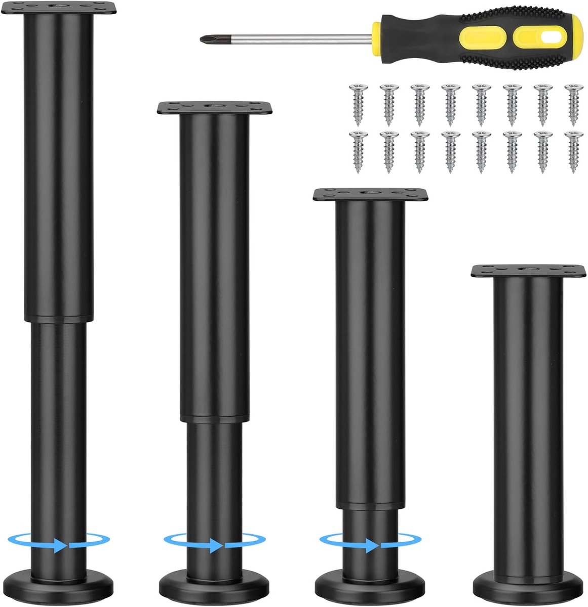 Meubelpoten - bankpoten - stoelpoten - meubelpoten set van 4 - meubelpoten zwart - Tafelpoten van Metaal - 15cm - van Imperatoris