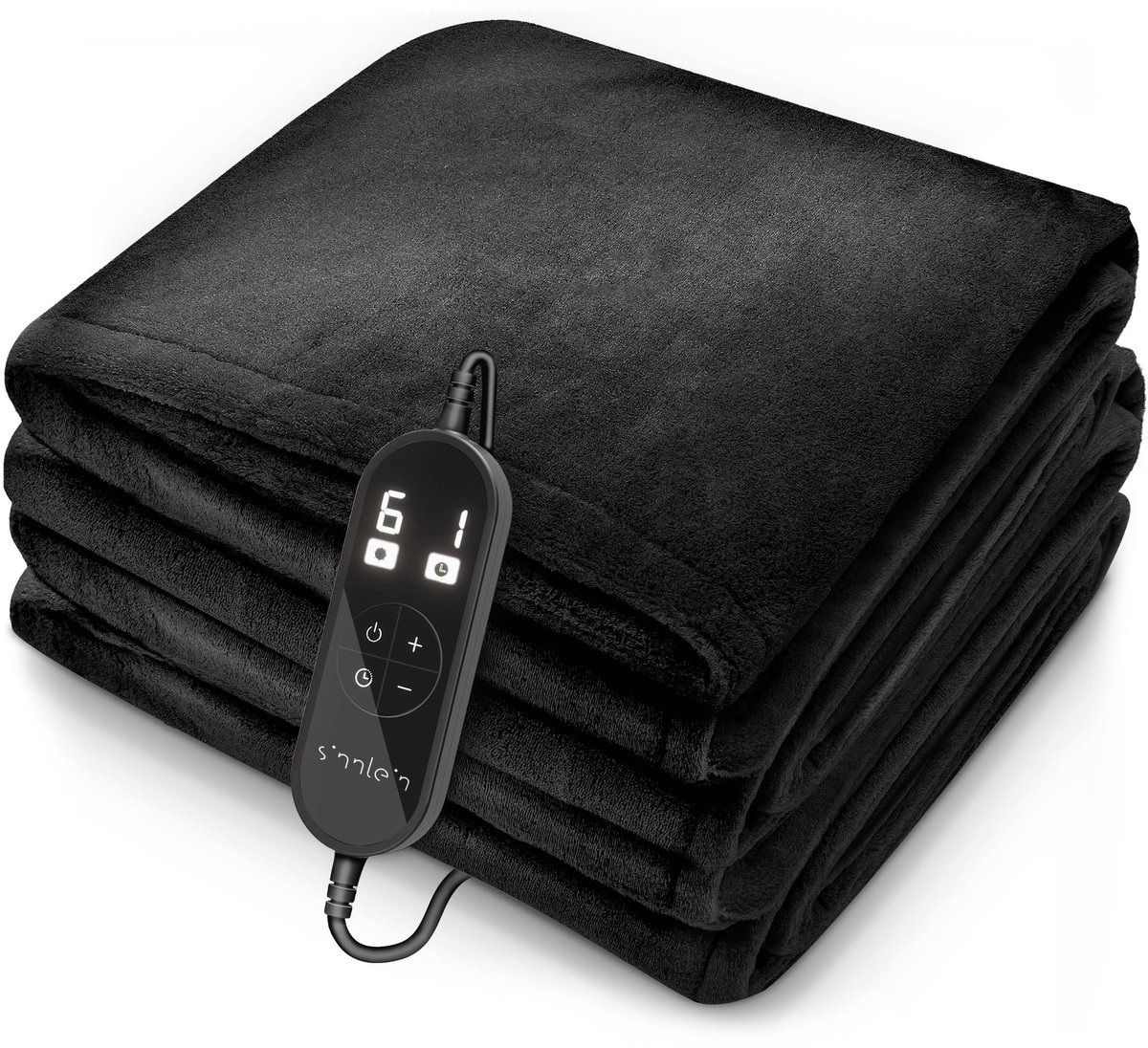 Sinnlein® pluche elektrische deken 180 x 130 cm zwart- elektrische verwarmingsdeken met automatische uitschakeling -pluche deken- timerfunctie- 9 temperatuurinstellingen - mogelijkheid tot wassen tot 40 °C - digitaal