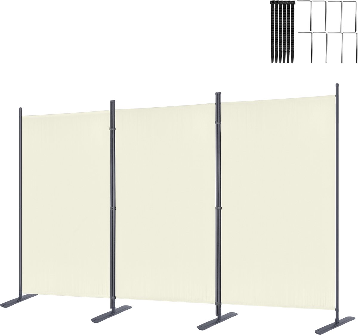 ACXIN Paravent Kamerscherm 3 Delig Vrijstaand 275x180cm Scheidingswand Balkon Woonkamer Tuin Beige