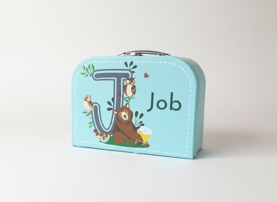 Hip met Pit Creaties Geboortecadeau - Koffertje blauw - 30x20 cm - Gepersonaliseerd - Met geboortekaartje