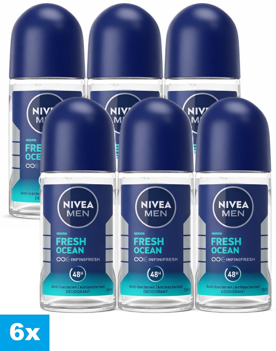Nivea Men Deodorant Roller - Fresh Ocean - 6 x 50 ml - Voordeelverpakking