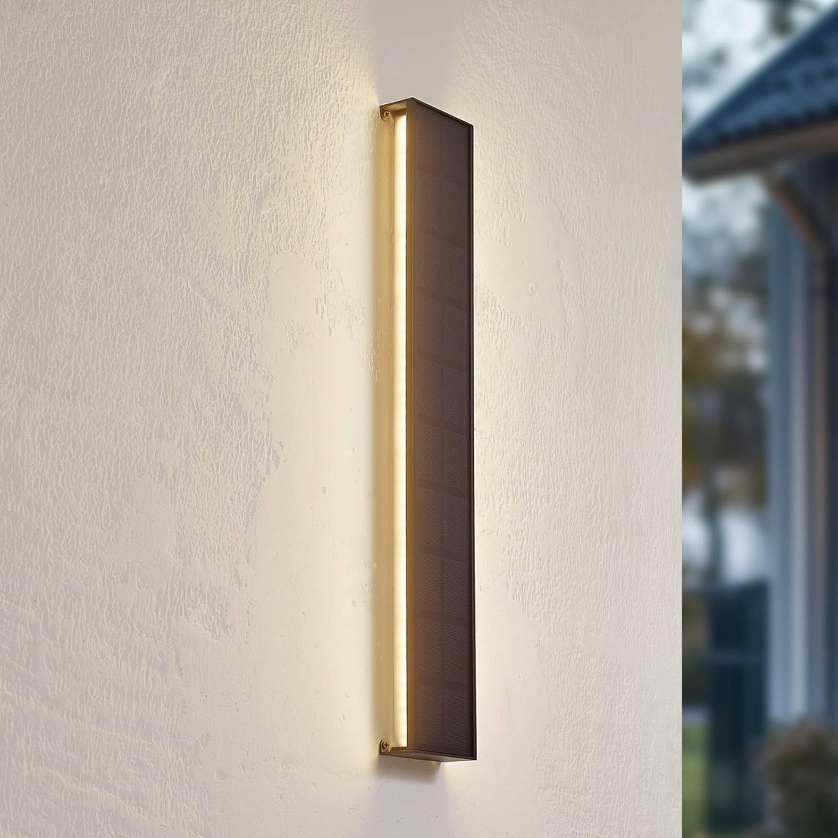 Dimbare Buitenwandlamp op Zonne-energie, Zwart Aluminium, IP54