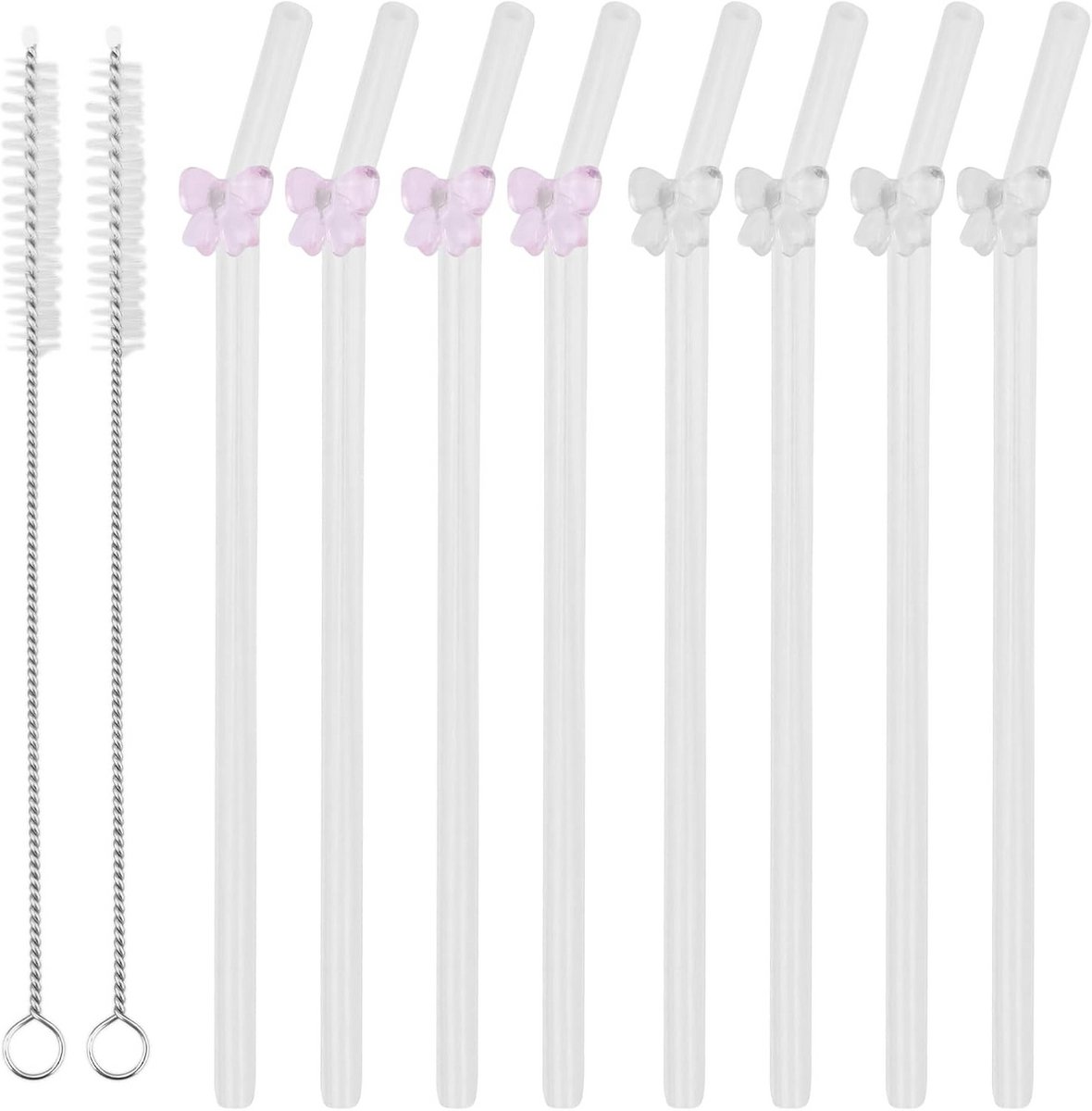 Set van 8 Herbruikbare Glazen Rietjes met Borstels en Cadeauverpakking