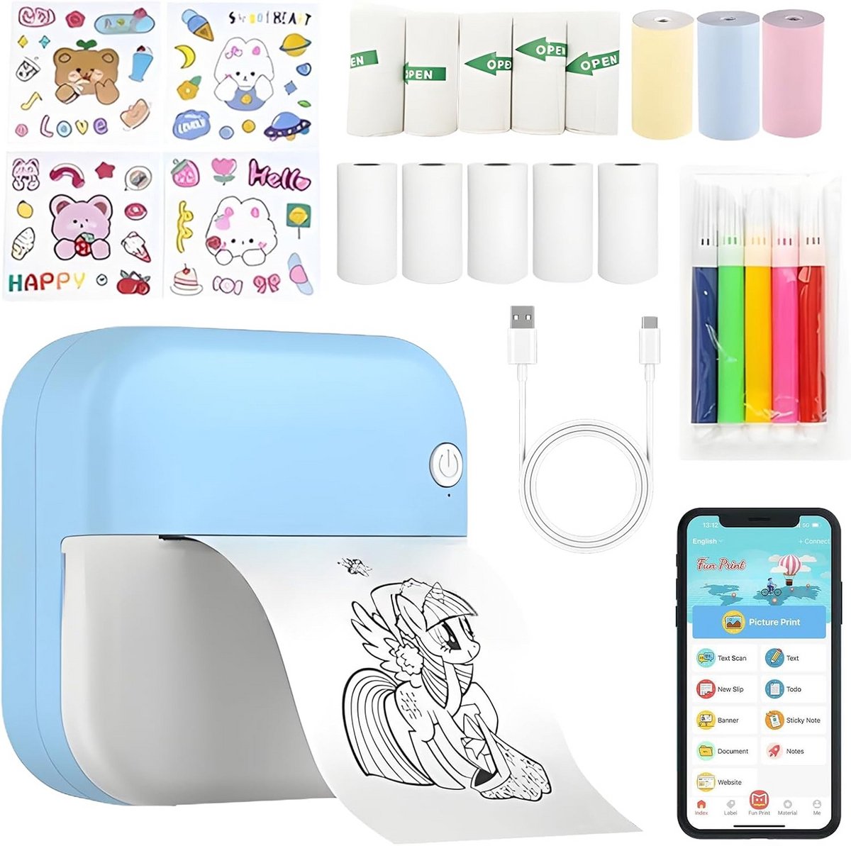 Draagbare Mini Labelprinter voor Smartphone - Bluetooth & Draadloos Printen