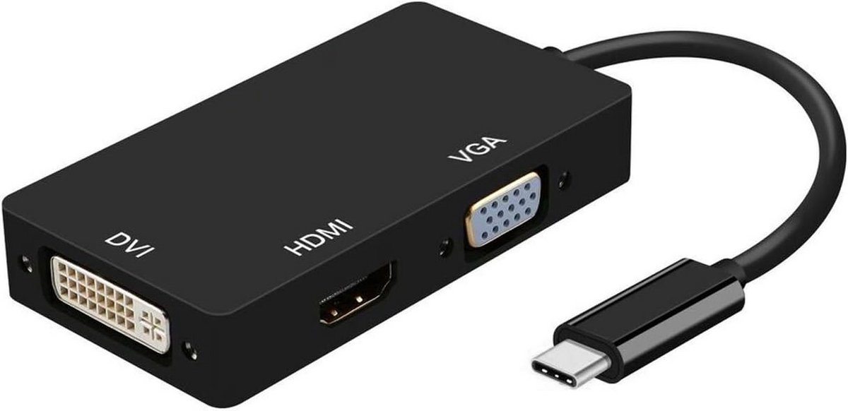 USB-C naar DVI HDMI VGA Adapter 3-in-1 Kabel 4K Ondersteuning