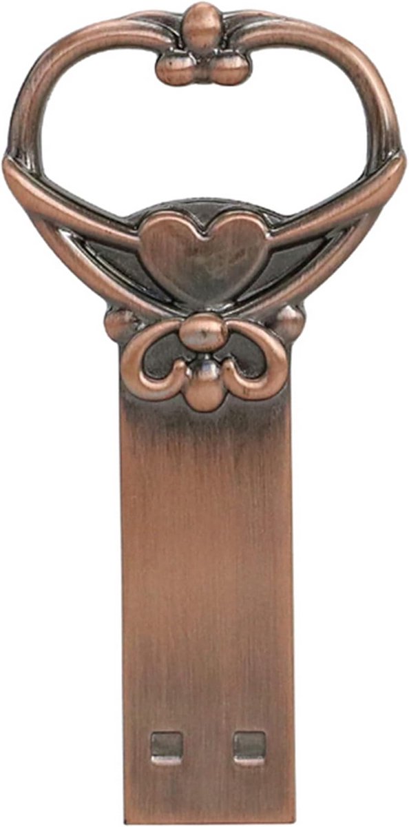 Hartvormige USB-stick Geheugenstick Metalen Geheugenkaart met Sleutelhanger