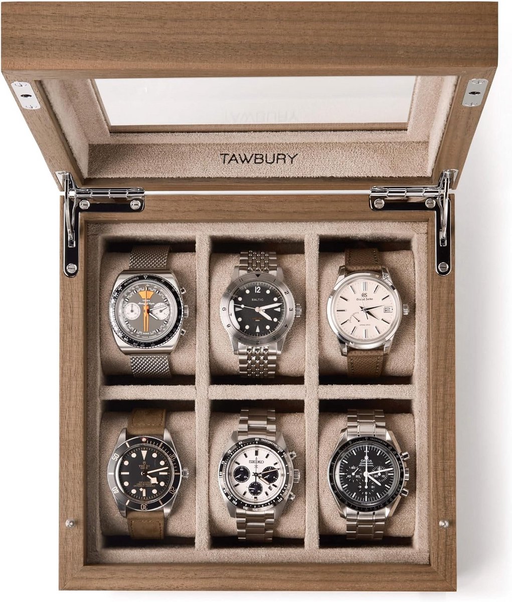 Luxe Houten Horlogedoos voor 6 Horloges met Zachte Voering