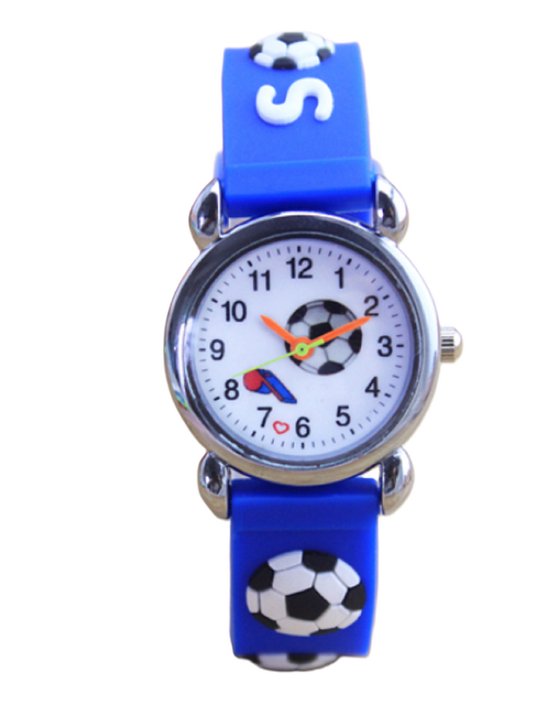 12Getit Jongens horloge voetbal donkerblauw met siliconen bandje.