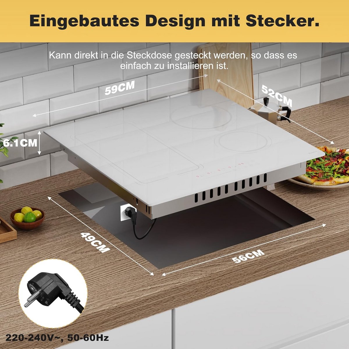 Inductiekookplaat met 4 Zones Krachtige Elektrische Kookplaat