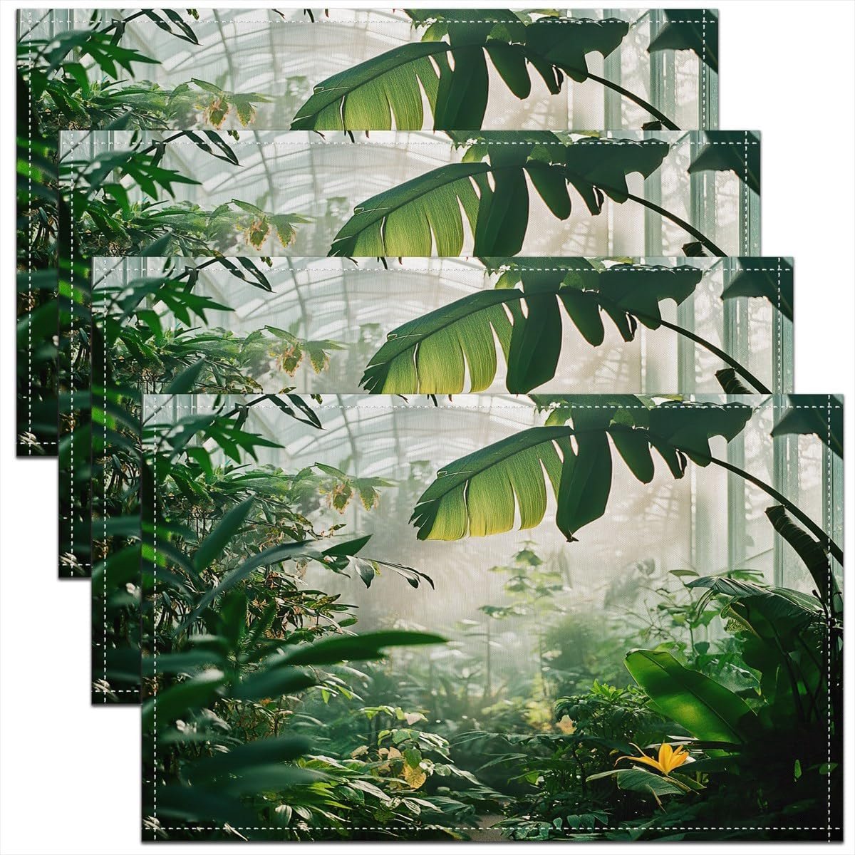 Set van 4 Botanische Placemats met Palmboomprint voor Eettafel