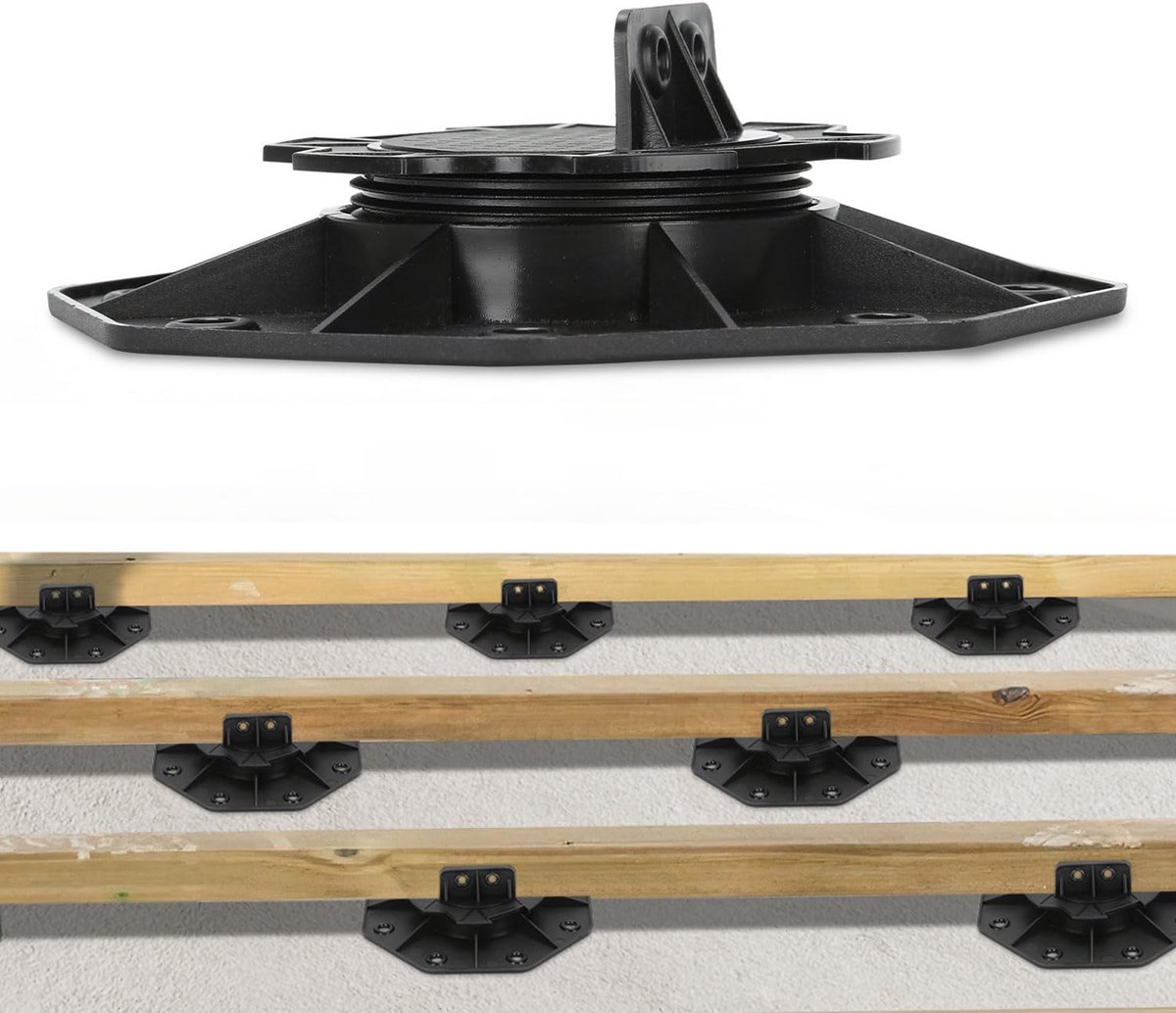 In hoogte verstelbare terrasdragers (10 stuks) voor terrasplaten en WPC constructie 18-30 mm