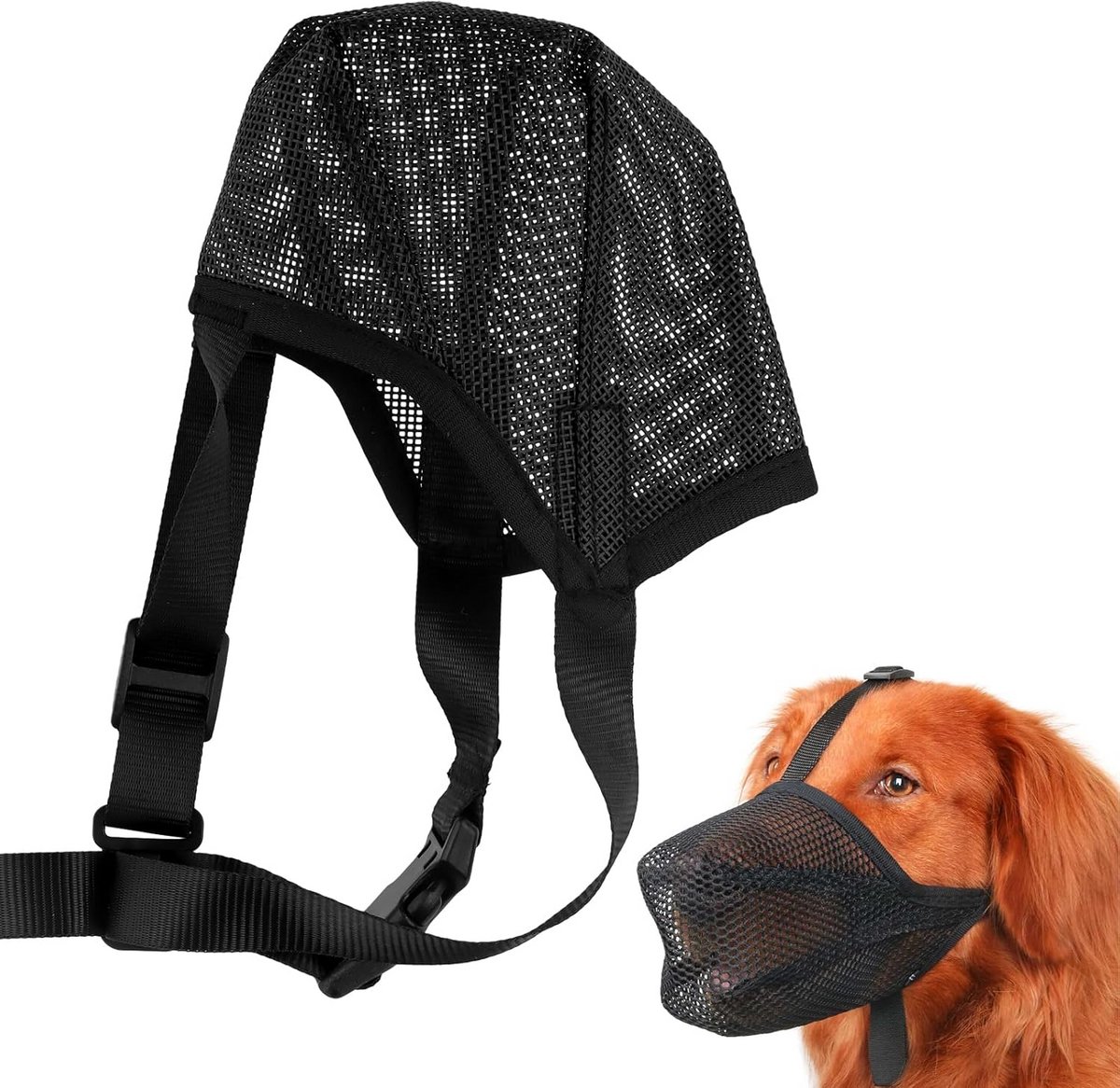Verstelbare Zachte Net Muilkorf Hond - Ademend & Drinkbaar voor Bijten en Kauwen