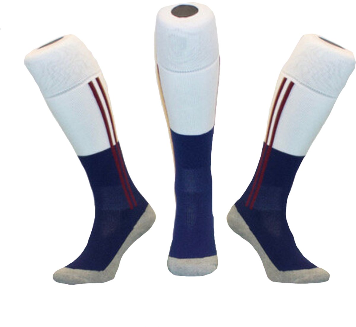 Hingly 2 STRIPE BORDEAUX - BLUE - WHITE Lange sportsokken, hockeysokken, voetbalsokken Maatn 31-35