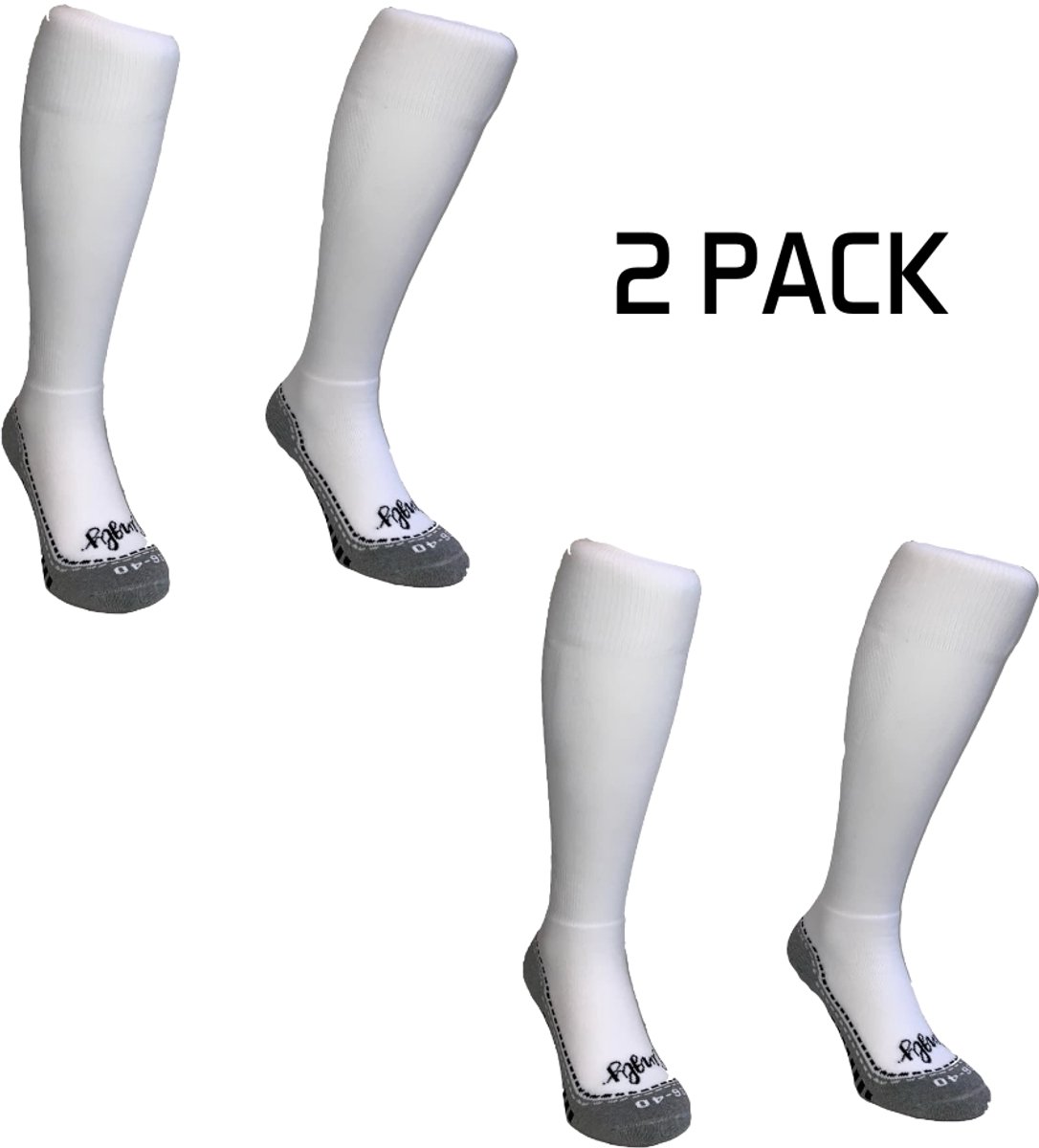 Hingly Lange Sportsokken, Hockeysokken, Voetbalsokken, 2-pack Wit 31-35