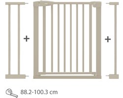 LUVION® Safety Gate Plus Traphekje – Klembevestiging (Zonder Boren Mogelijk) – 88–100 cm – Beige