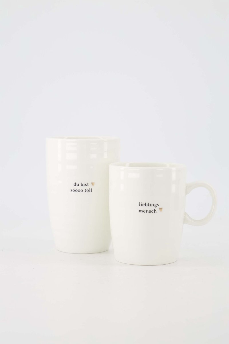 Zusss Cadeauset - Theemok En Mok L Lieblings Mensch - Verjaardag - Cadeau Keramiek Wit / Zwart