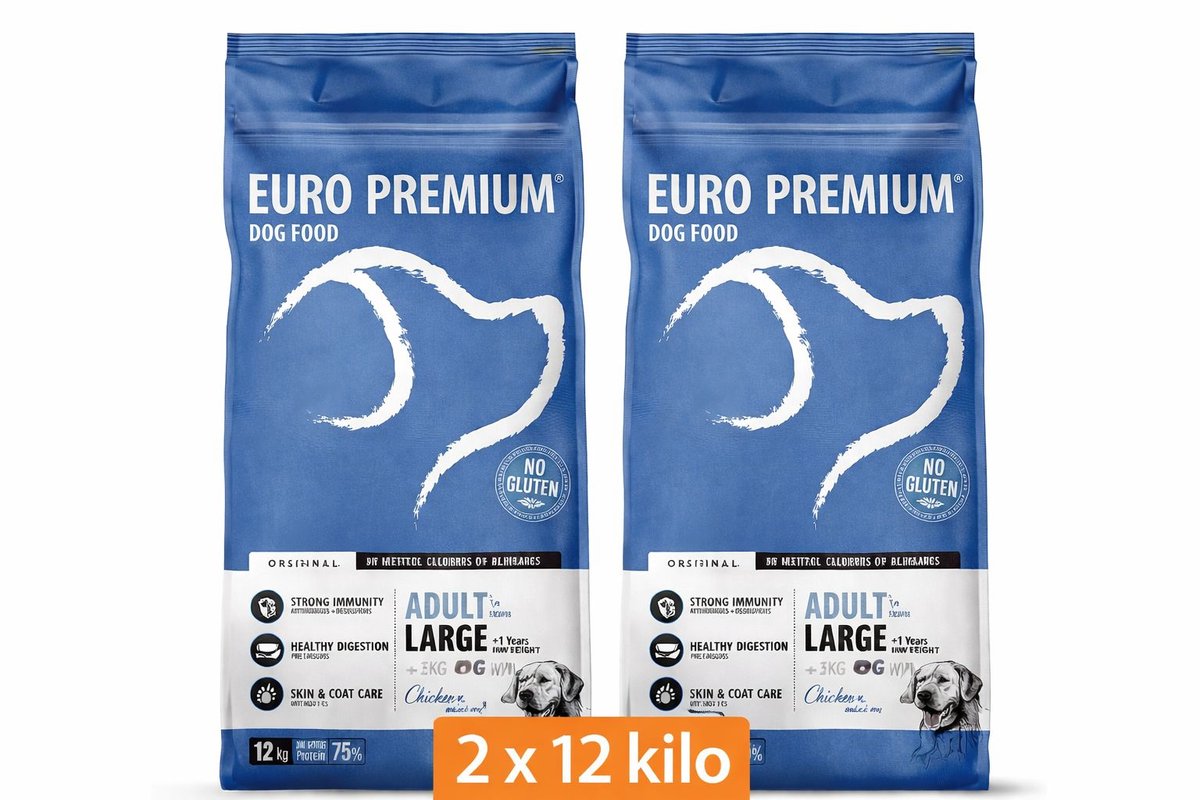 Euro Premium Euro-Premium Adult Large - Hondenvoer - Kip Rijst 2x 12 kg Voordeelverpakking