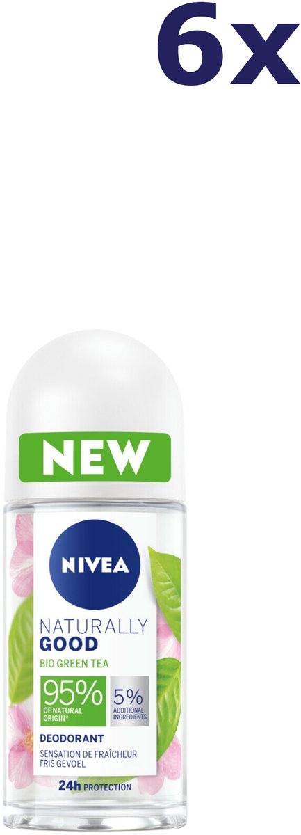 6x Nivea Deodorant Roller Naturally Good Green Tea 50 ml