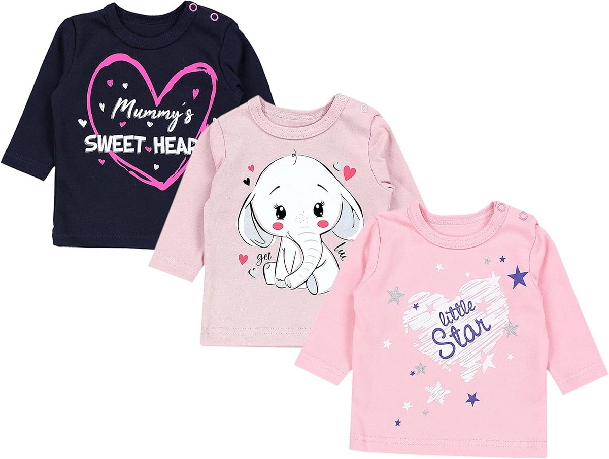 Set van 3 Rompertjes met Lange Mouw en Opdruk voor Baby's en Peuters