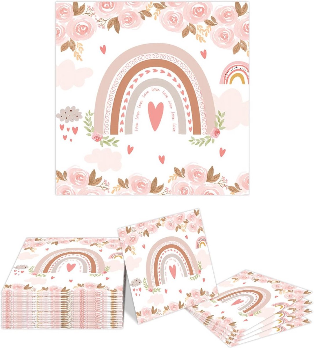 20 Luxe Boho Regenboog Papieren Servetten voor Feestlike Gelegenheden 33x33 cm