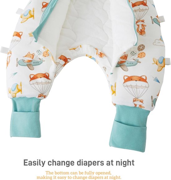 Winterslaapzak met Voeten en Afneembare Mouwen voor Baby en Kind - 3.5 TOG - Bamboe & Katoen — afbeelding 3